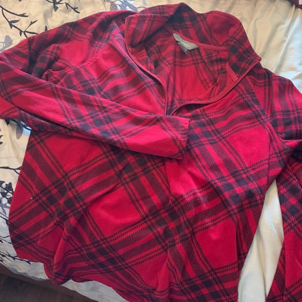 Natural Reflections Red and Black Plaid Sweater